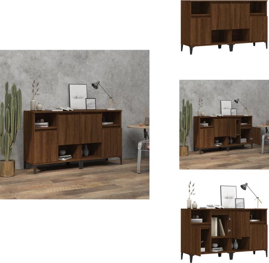 VidaXL Dressoir Dressoirs Kast Dressoirkast Dressoirs 2 st 60x35x70 cm bewerkt hout bruineikenkleurig