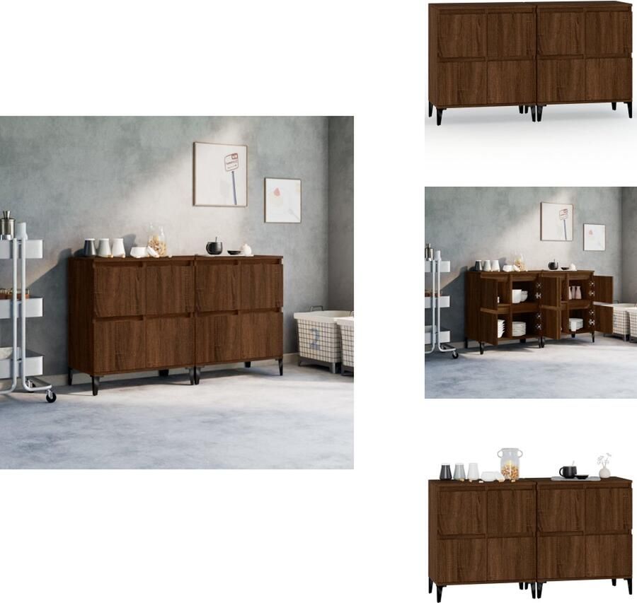 VidaXL Dressoir Dressoirs Kast Dressoirkast Dressoirs 2 st 60x35x70 cm bewerkt hout bruineikenkleurig