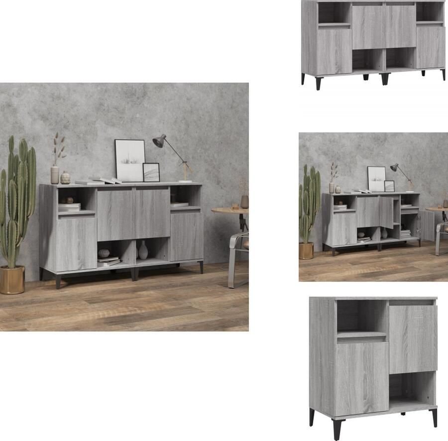 VidaXL Dressoir Dressoirs Kast Dressoirkast Dressoirs 2 st 60x35x70 cm bewerkt hout grijs sonoma eikenkleur