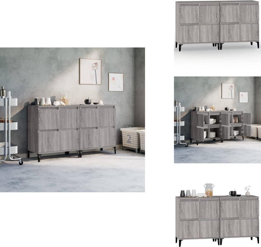 VidaXL Dressoir Dressoirs Kast Dressoirkast Dressoirs 2 st 60x35x70 cm bewerkt hout grijs sonoma eikenkleur