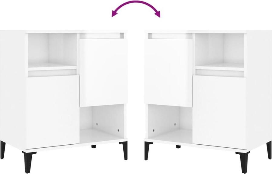 VidaXL Dressoir Dressoirs Kast Dressoirkast Dressoirs 2 st 60x35x70 cm bewerkt hout hoogglans wit