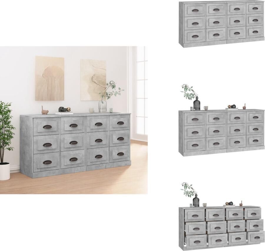 VidaXL Dressoir Dressoirs Kast Dressoirkast Dressoirs 2 st bewerkt hout betongrijs