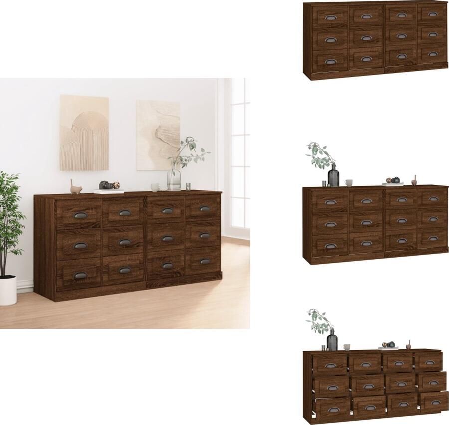 VidaXL Dressoir Dressoirs Kast Dressoirkast Dressoirs 2 st bewerkt hout bruineikenkleurig