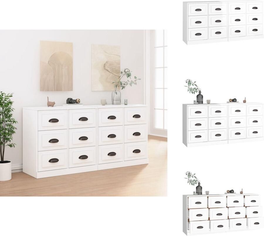 VidaXL Dressoir Dressoirs Kast Dressoirkast Dressoirs 2 st bewerkt hout hoogglans wit