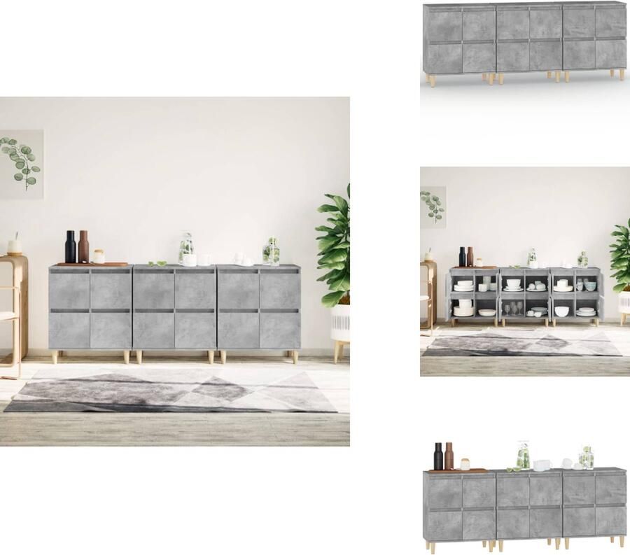VidaXL Dressoir Dressoirs Kast Dressoirkast Dressoirs 3 st 60x35x70 cm bewerkt hout betongrijs