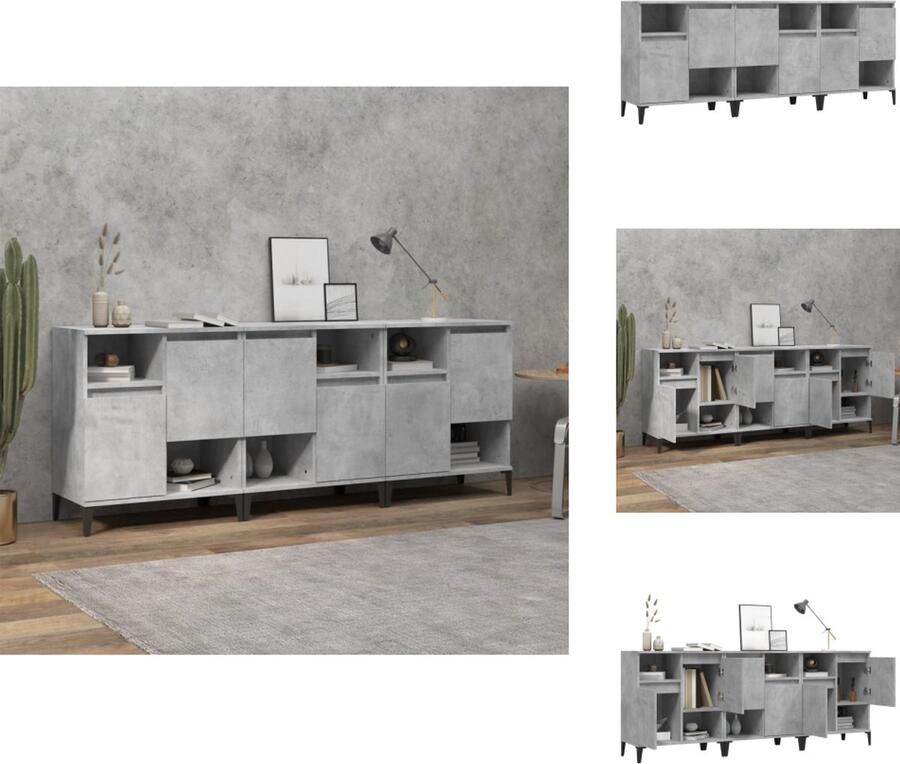 VidaXL Dressoir Dressoirs Kast Dressoirkast Dressoirs 3 st 60x35x70 cm bewerkt hout betongrijs - Foto 3