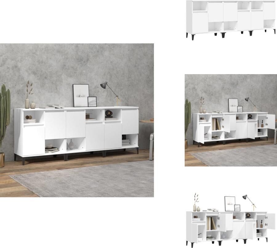 VidaXL Dressoir Dressoirs Kast Dressoirkast Dressoirs 3 st 60x35x70 cm bewerkt hout wit