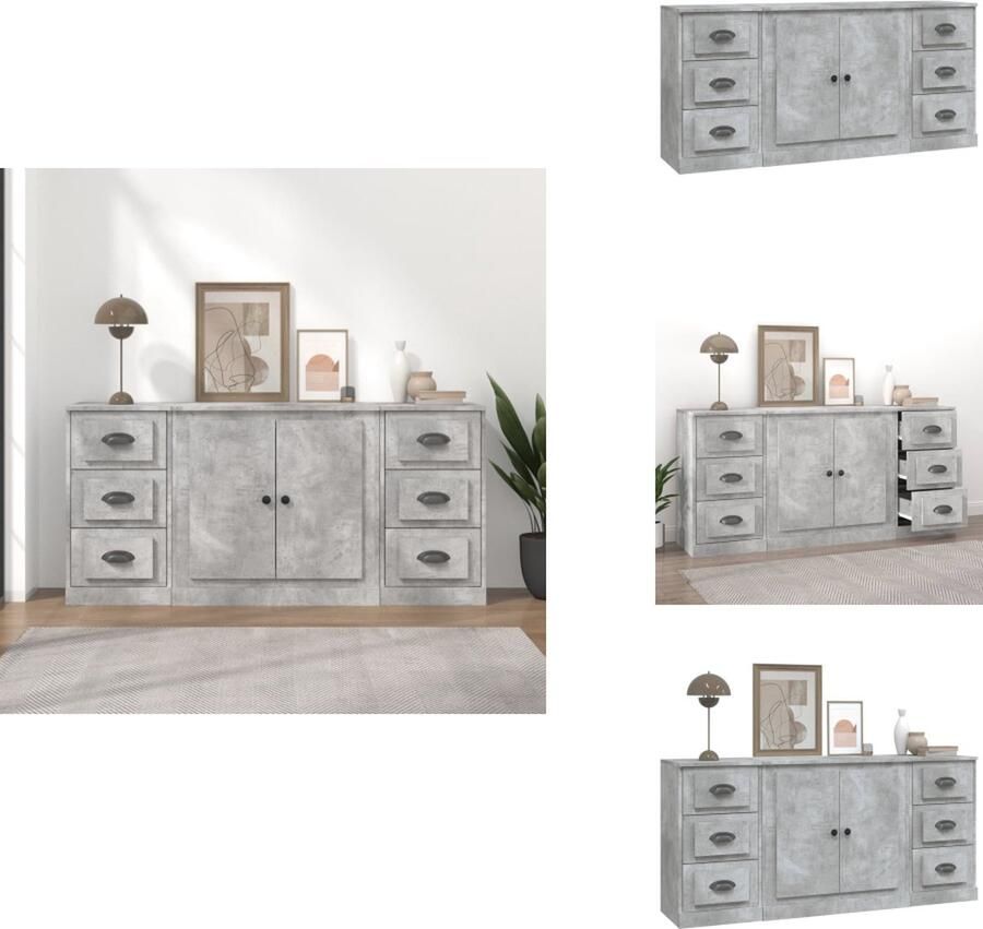 VidaXL Dressoir Dressoirs Kast Dressoirkast Dressoirs 3 st bewerkt hout betongrijs