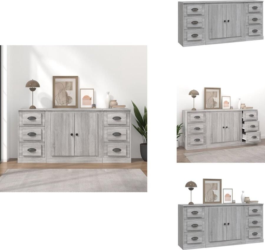 VidaXL -Dressoirs-3-st-bewerkt-hout-grijs-sonoma-eikenkleurig