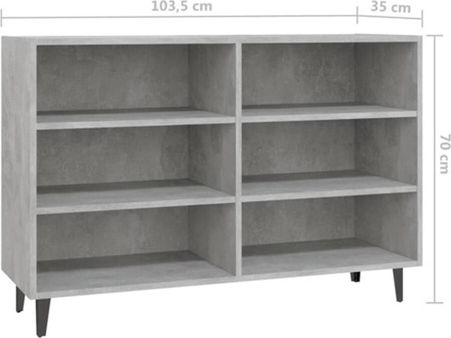 VidaXL Dressoir Dressoirs Kast Kasten Dressoir 103 5x35x70 cm bewerkt hout betongrijs