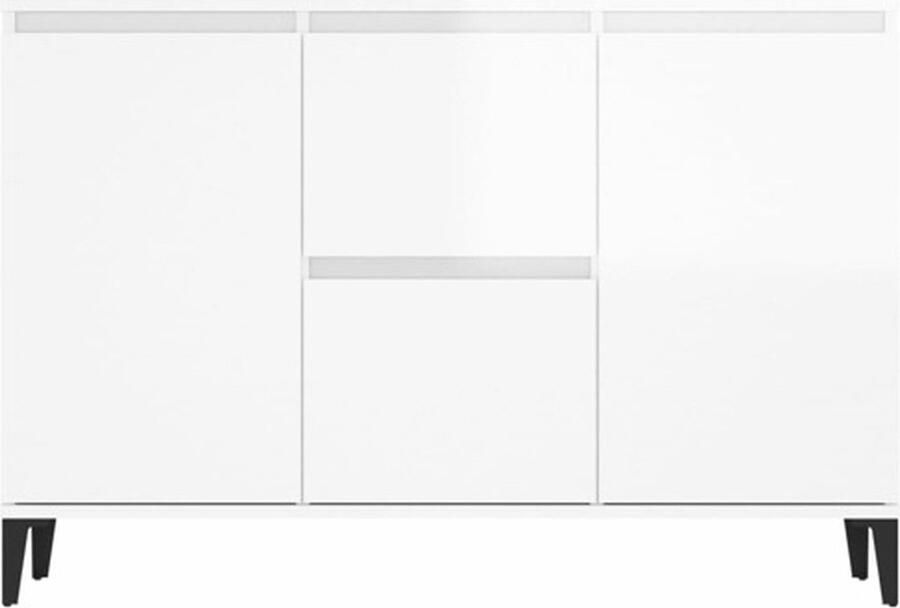 VidaXL Boekenkast Hoogglans wit 104 x 35 x 70 cm 2 lades 2 vakken met deuren Keukenkast