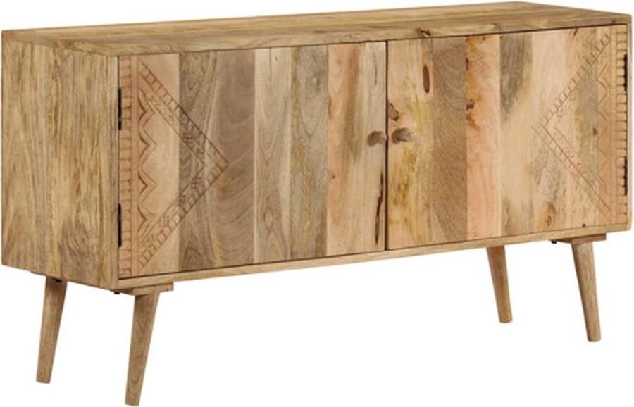 VidaXL Dressoir Mangohout 110 x 30 x 60 cm Wit Opbergruimte Eenvoudig montage Uniek design Keukenkast