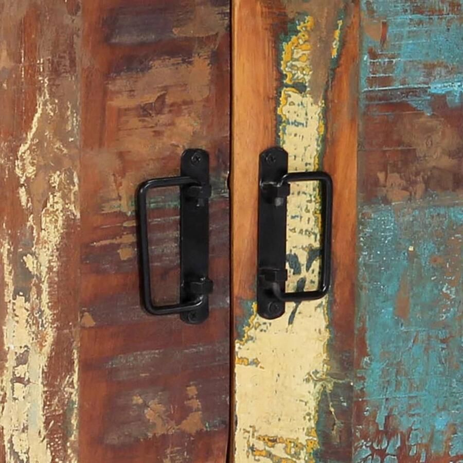 VidaXL Houten dressoir 120 x 30 x 75 cm Massief gerecycled hout en gepoedercoat staal Keukenkast