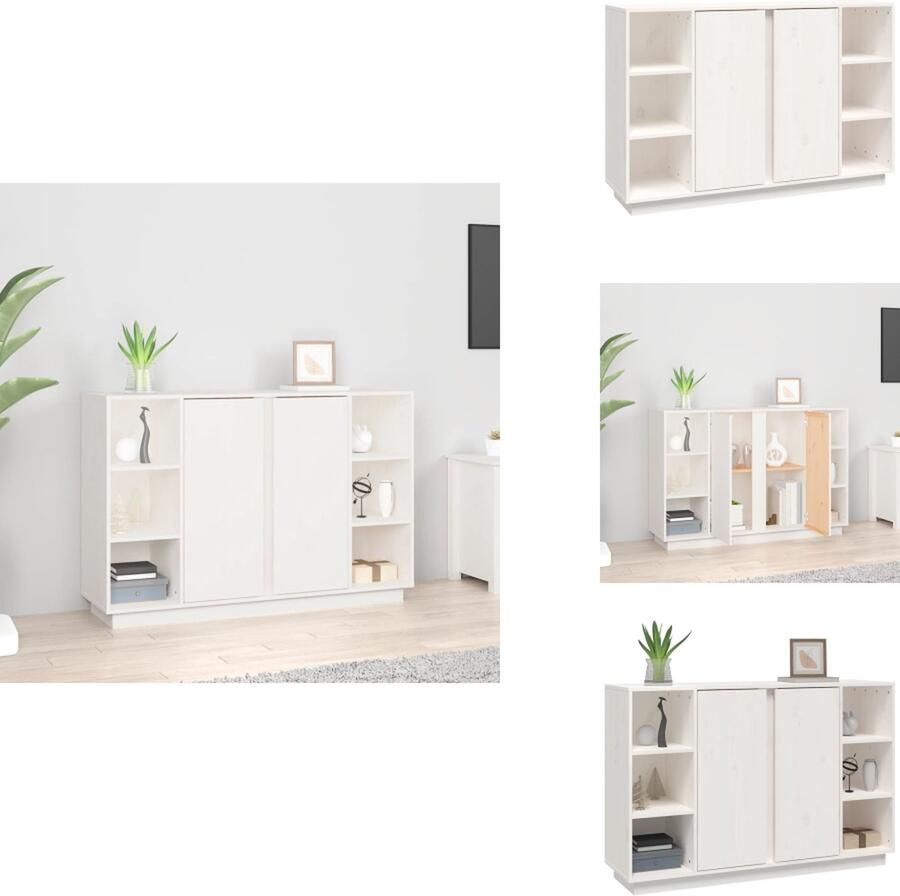 VidaXL Dressoir Dressoirs Kast Kasten Dressoir 120x35x80 cm massief grenenhout wit - Foto 2