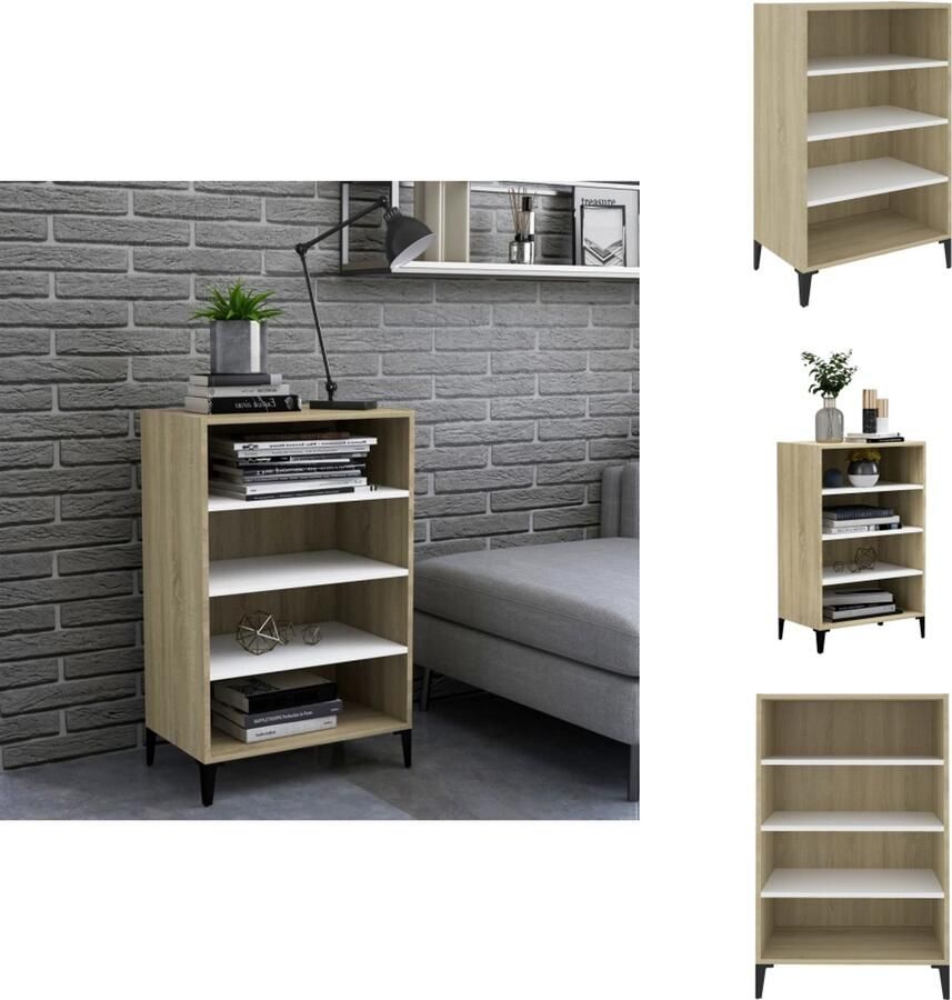 VidaXL Dressoir Dressoirs Kast Kasten Dressoir 57x35x90 cm bewerkt hout wit en sonoma eikenkleurig