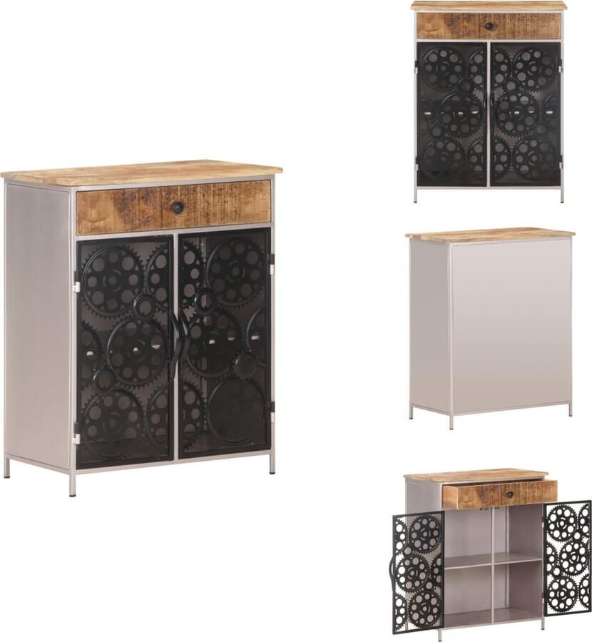 VidaXL Dressoir Dressoirs Kast Kasten Dressoir 60x35x75 cm ruw mangohout en ijzer