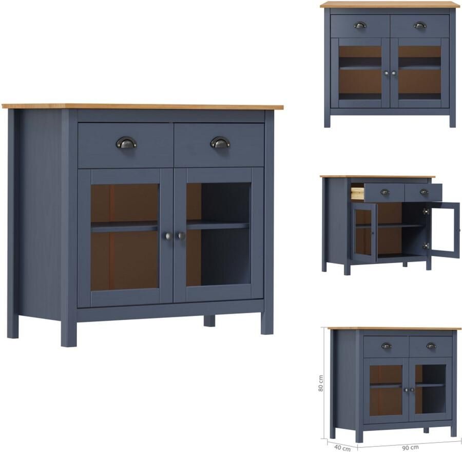 VidaXL Dressoir Dressoirs Kast Kasten Dressoir Hill Range 90x40x80 cm massief grenenhout grijs