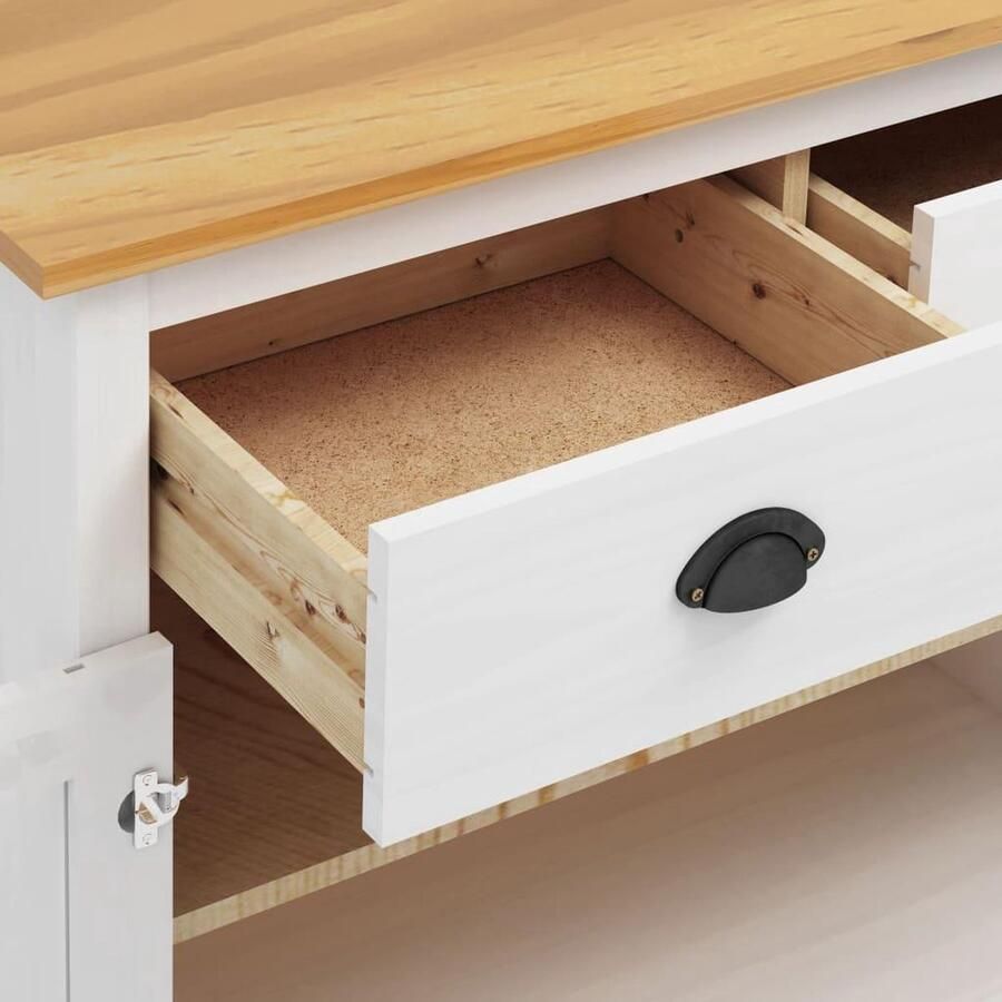 VidaXL Dressoir Dressoirs Kast Kasten Dressoir Hill Range 90x40x80 cm massief grenenhout wit