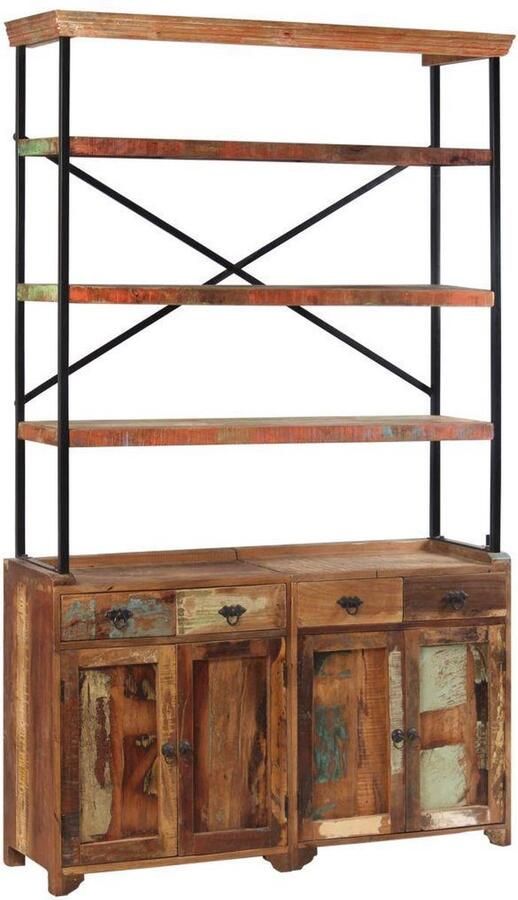 VidaXL Dressoir Dressoirs Kast Kasten Dressoir met schappen 120x35x200 cm massief gerecycled hout