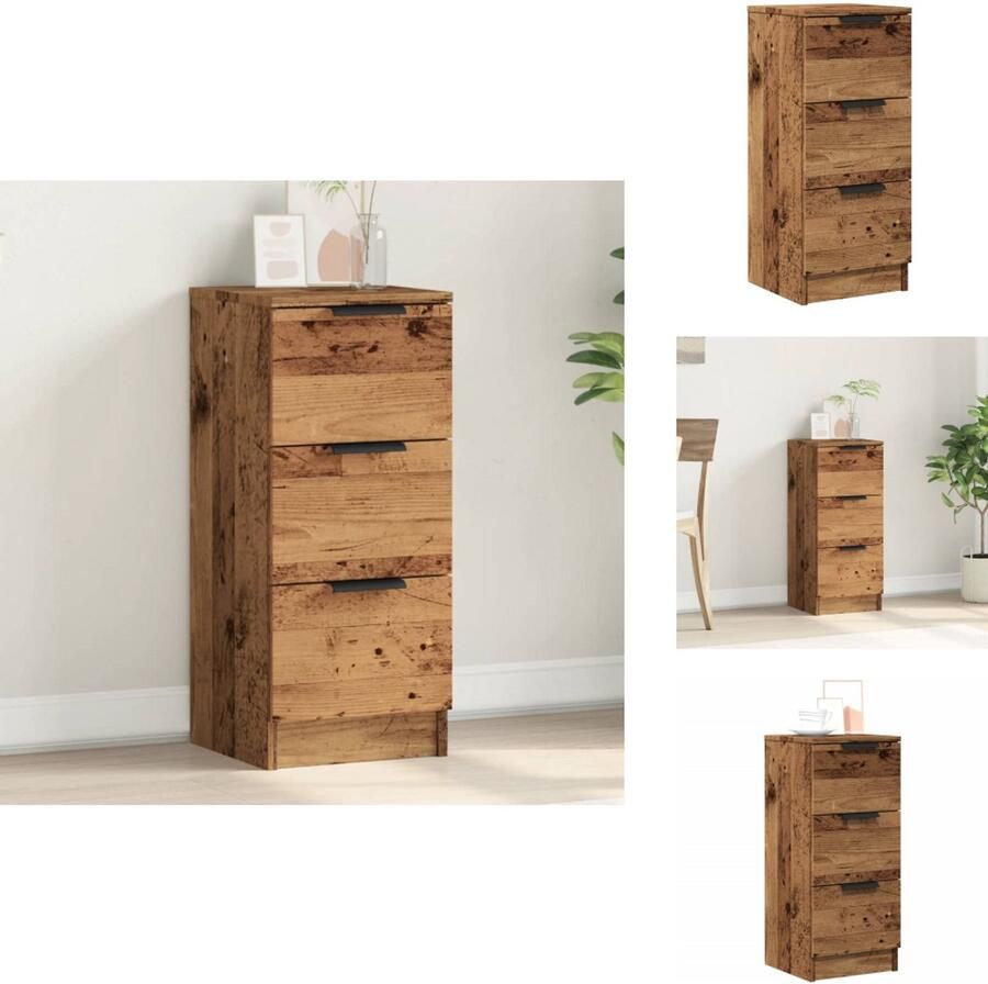 VidaXL Dressoir Dressoirs Kast Nachtkastje Dressoir 30x30x70 cm bewerkt hout oud houtkleurig