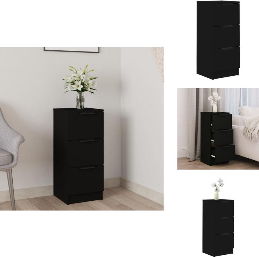 VidaXL Dressoir Dressoirs Kast Nachtkastje Dressoir 30x30x70 cm bewerkt hout zwart