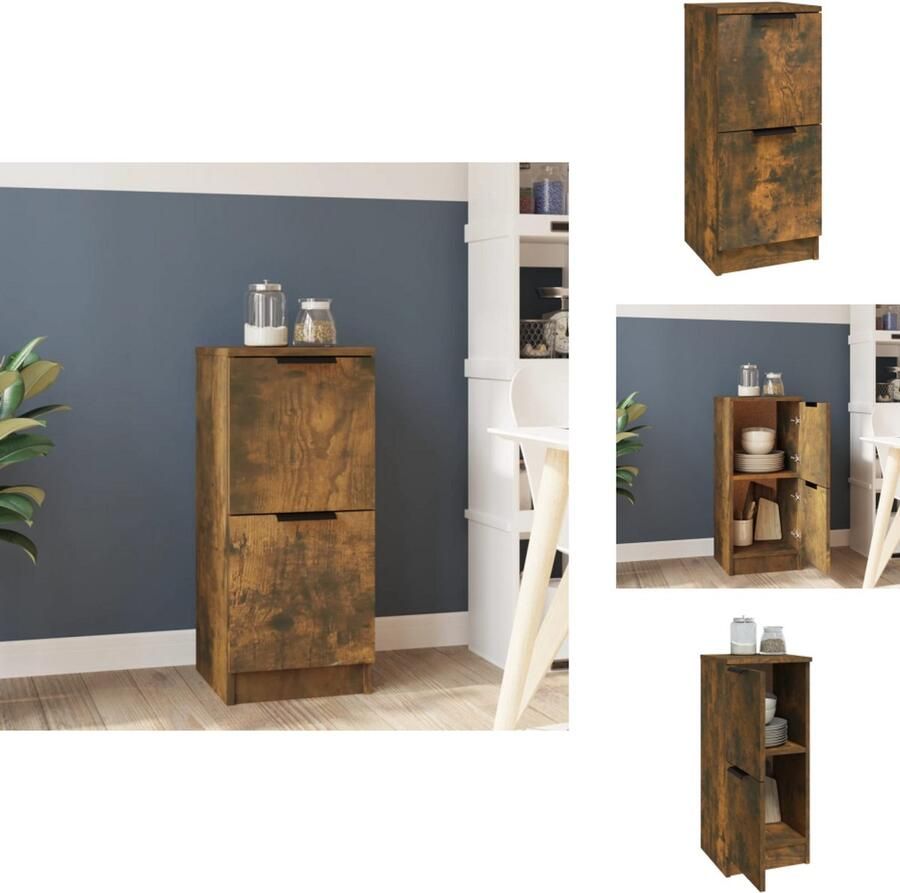 VidaXL Dressoir Dressoirs Kast Nachtkastje Opbergkast Dressoir 30x30x70 cm bewerkt hout gerookt eikenkleurig