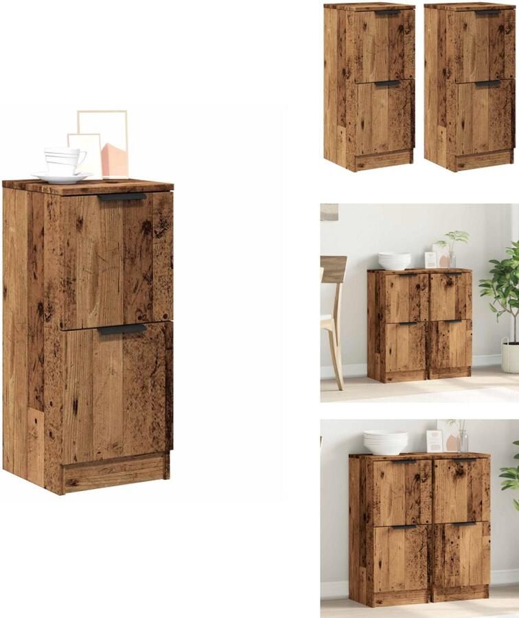 VidaXL Dressoir Dressoirs Kast Nachtkastje Opbergkast Dressoirs 2 st 30x30x70 cm bewerkt hout oud houtkleurig