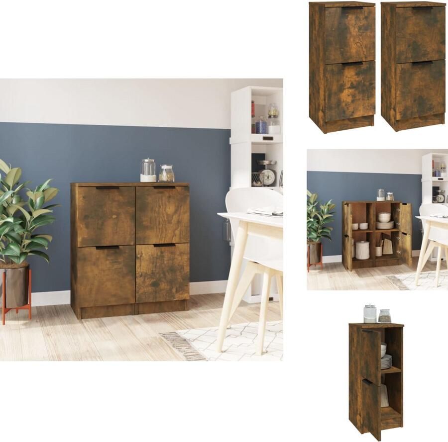 VidaXL Dressoir Dressoirs Kast Nachtkastje Opbergkast Dressoirs 2 st 30x30x70 cm bewerkt hout gerookt eikenkleurig