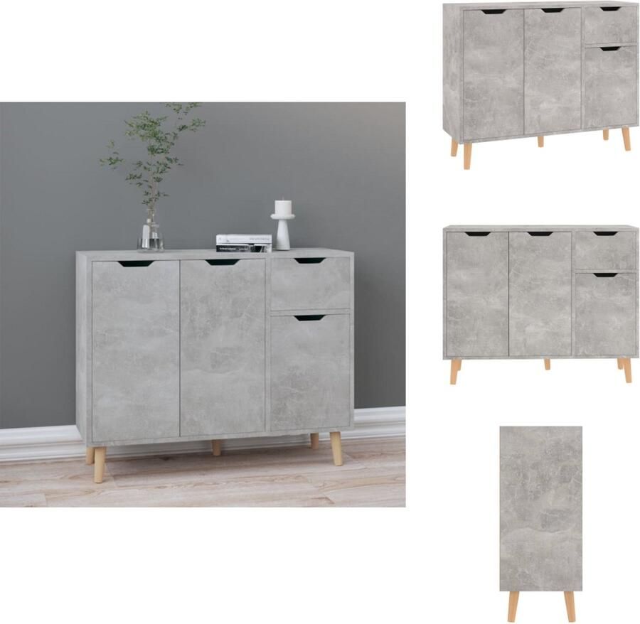 VidaXL Dressoir Dressoirs Kast Opbergkast Dressoir 90x30x72 cm bewerkt hout betongrijs