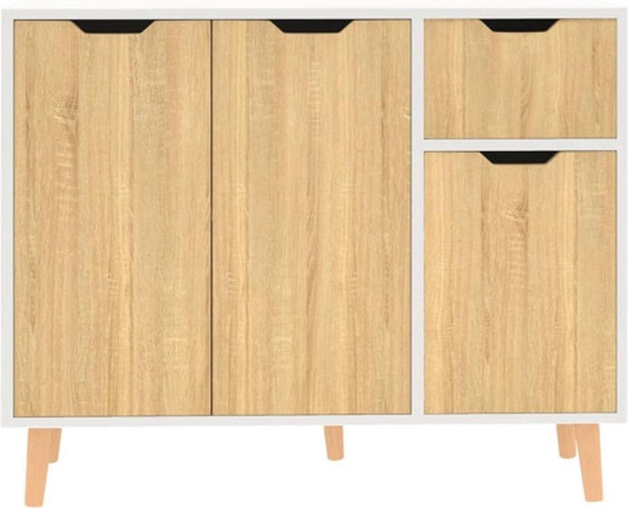 VidaXL Dressoir Dressoirs Kast Opbergkast Dressoir 90x30x72 cm bewerkt hout wit en sonoma eikenkleurig