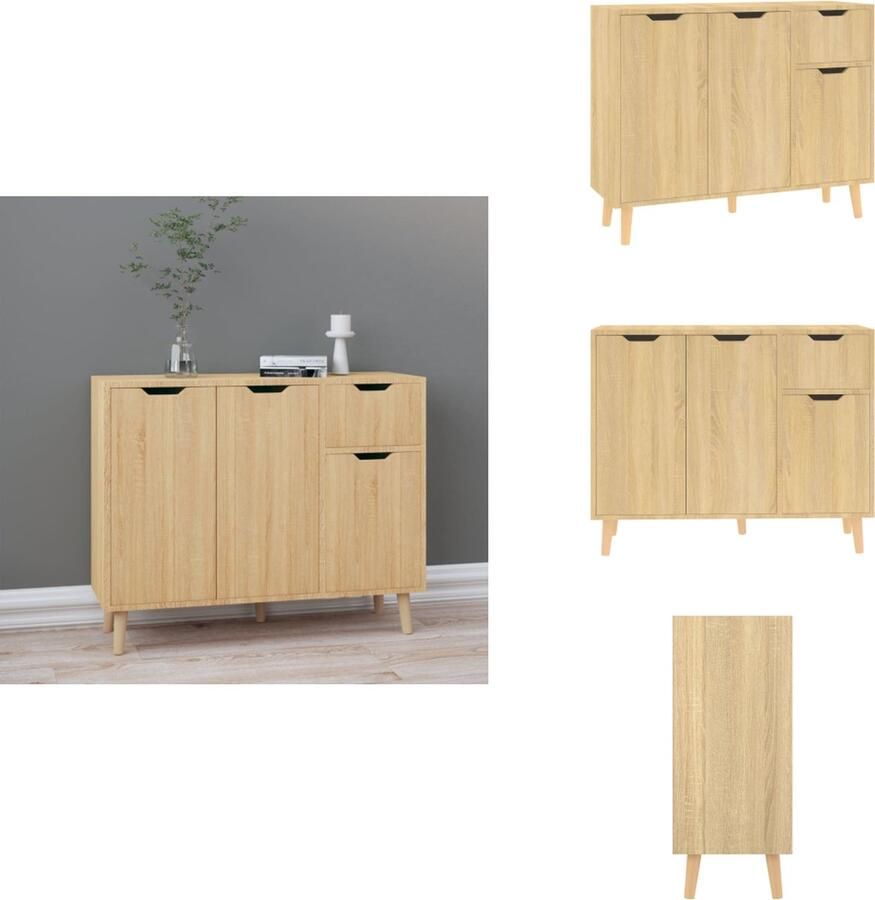 VidaXL Dressoir Dressoirs Kast Opbergkast Dressoir 90x30x72 spaanplaat sonoma eikenkleurig