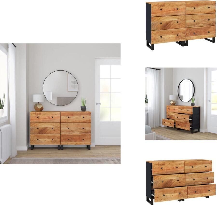 VidaXL Dressoir Dressoirs Kast Wandkast Dressoirs 2 st 60x33x75 cm massief acaciahout
