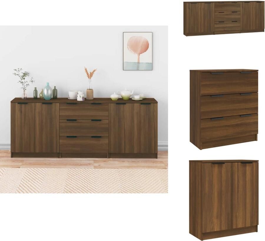 VidaXL Dressoir Minimalistische Charme Bruineiken 60 x 30 x 70 cm Bewerkt hout Keukenkast - Foto 2