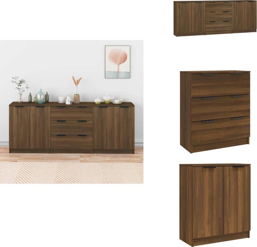 VidaXL Dressoir Minimalistische Charme Bruineiken 60 x 30 x 70 cm Bewerkt hout Keukenkast