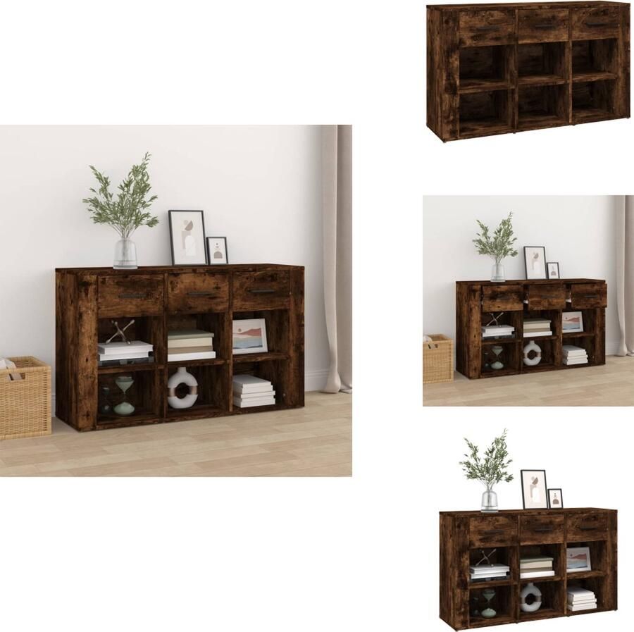 VidaXL Dressoir Rook Eiken 100x30x59.5cm Stevig Vochtbestendig Bijzetkast met Voldoende Opbergruimte en Weergavefunctie Keukenkast