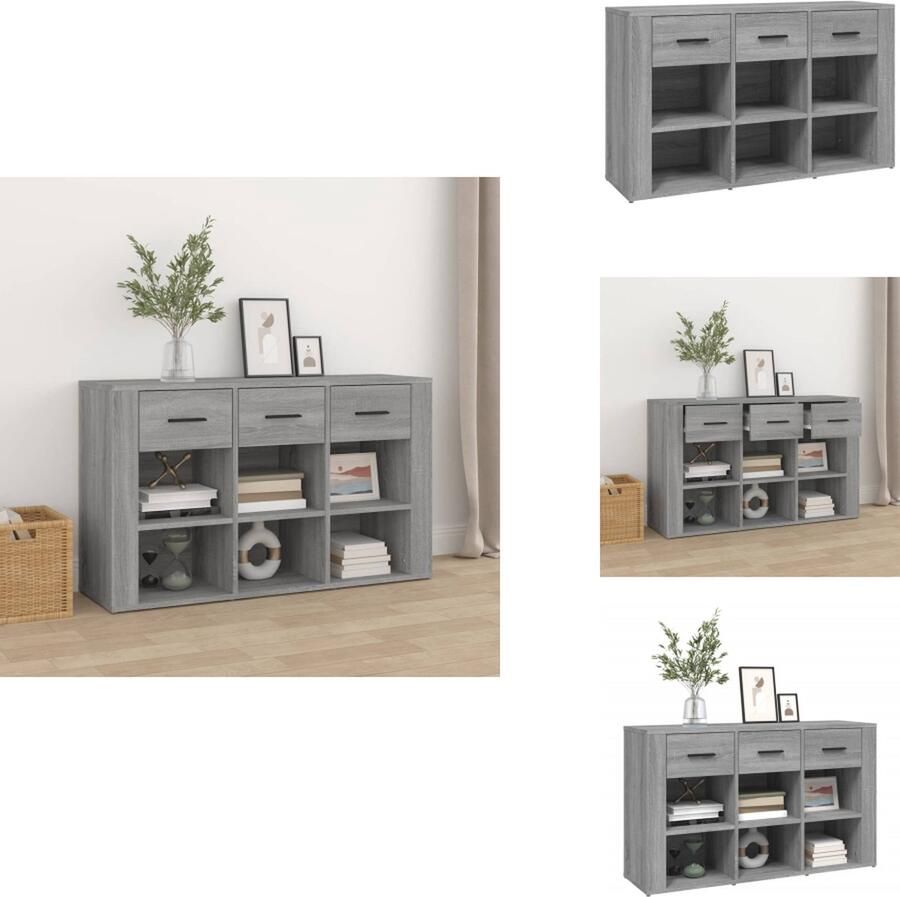 VidaXL Dressoir Dressoirs Kast Wandkast Dressoir 100x30x59-5 cm bewerkt hout grijs sonoma eikenkleurig