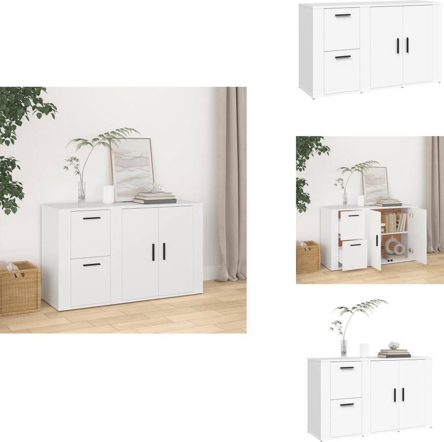 VidaXL Dressoir Dressoirs Kast Wandkast Dressoir 100x33x59-5 cm bewerkt hout wit - Foto 2