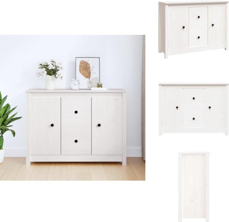 VidaXL Dressoir Dressoirs Kast Wandkast Dressoir 100x35x74 cm massief grenenhout wit - Foto 2
