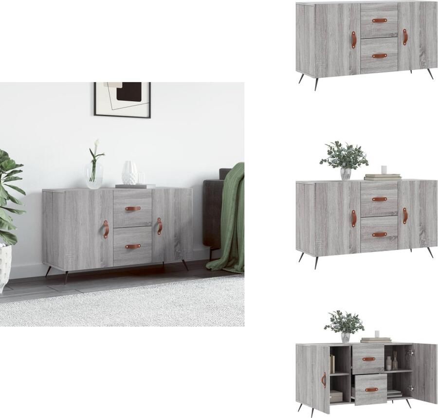 The Living Store Dressoir 100x36x60 cm bewerkt hout grijs sonoma eikenkleurig Dressoir Buffetkast Houten Kast Grijze Kast Salontafel - Foto 3