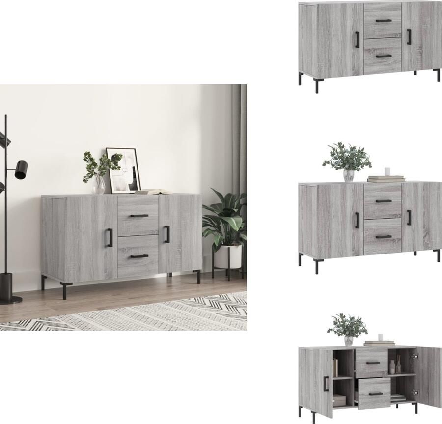 VidaXL Dressoir Dressoirs Kast Wandkast Dressoir 100x36x60 cm bewerkt hout grijs sonoma eikenkleurig