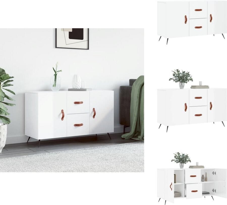 VidaXL Dressoir Dressoirs Kast Wandkast Dressoir 100x36x60 cm bewerkt hout hoogglans wit - Foto 2