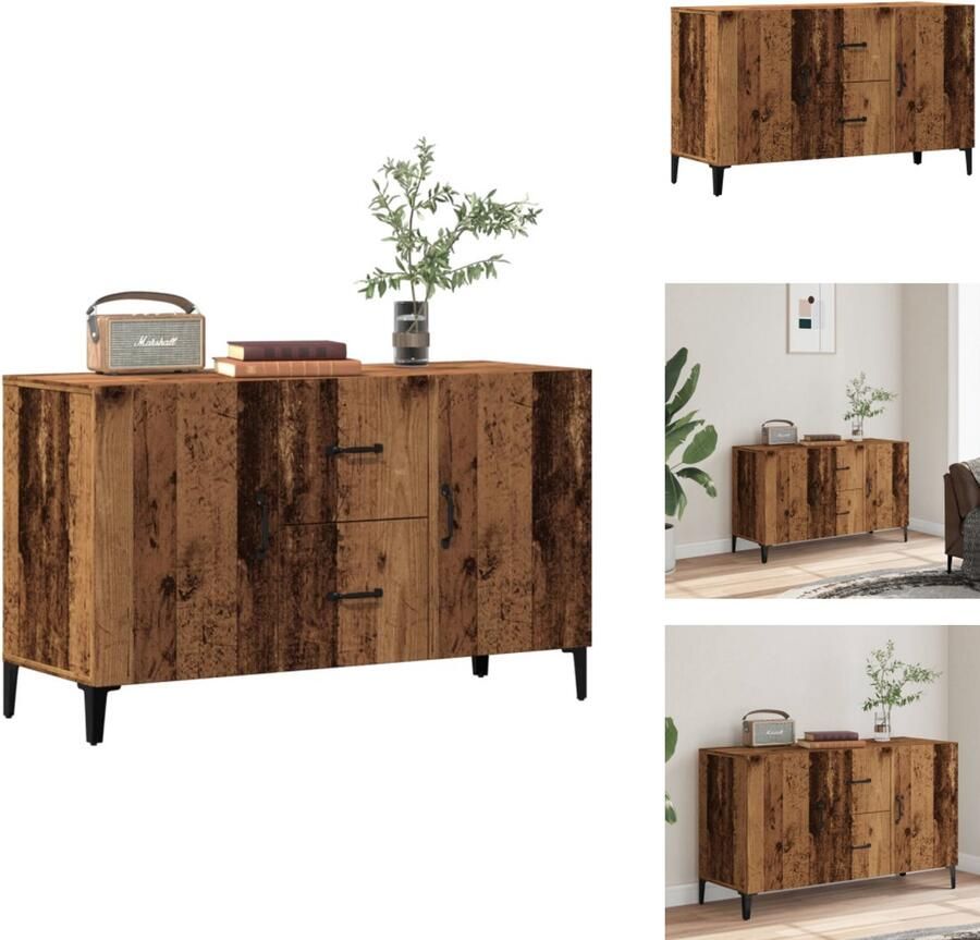 The Living Store Dressoir 100x36x60 cm bewerkt hout oud houtkleurig Dressoir Houten Dressoir Vintage Dressoir Landelijk Dressoir Opslagmeubels
