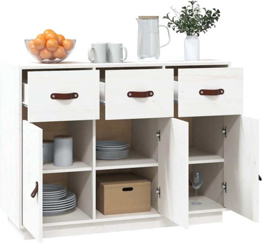 VidaXL Dressoir Dressoirs Kast Wandkast Dressoir 100x40x75 cm massief grenenhout wit - Foto 2