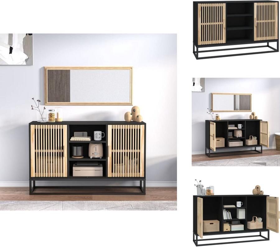 VidaXL Dressoir Dressoirs Kast Wandkast Dressoir 105x30x65 cm bewerkt hout zwart - Foto 2