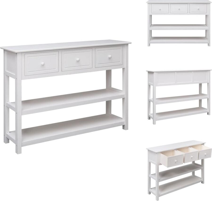 VidaXL Dressoir Dressoirs Kast Wandkast Dressoir 108x30x76 cm massief paulowniahout wit