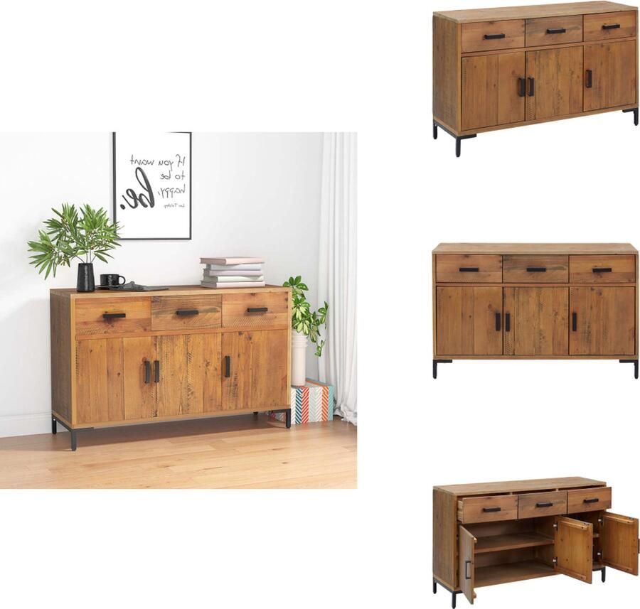 VidaXL Dressoir 110x35x70 cm massief grenenhout bruin Dressoir Houten Dressoir Landelijke Dressoir Salontafel Tv Tafel