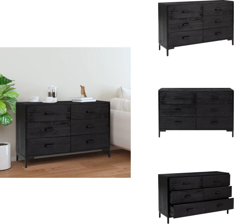 VidaXL Dressoir Dressoirs Kast Wandkast Dressoir 110x35x70 cm gerecycled massief grenenhout zwart