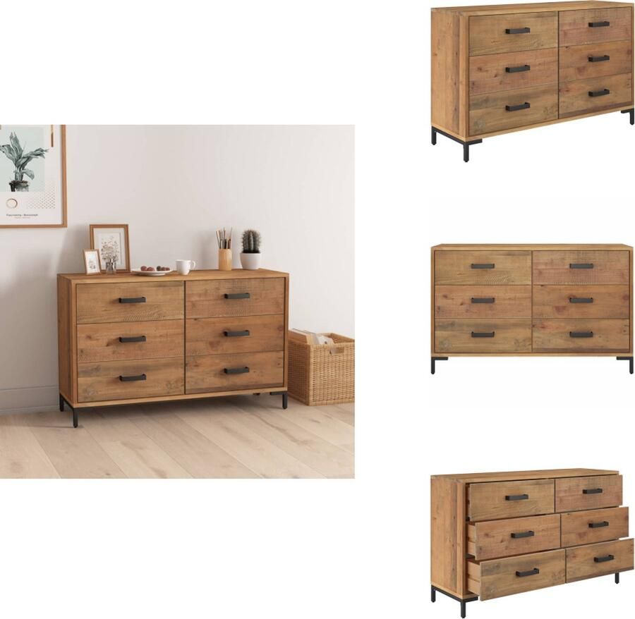 VidaXL Dressoir Dressoirs Kast Wandkast Dressoir 110x35x70 cm gerecycled massief grenenhout bruin