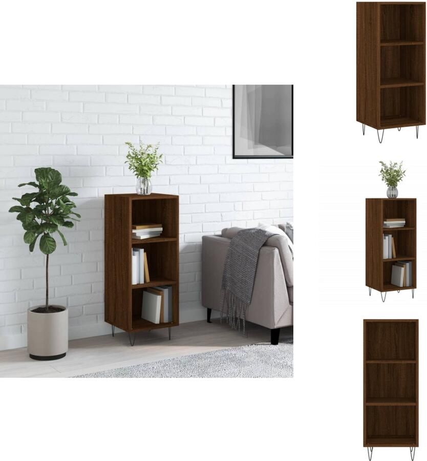 VidaXL Dressoir Dressoirs Kast Wandkast Dressoir 34-5x32-5x90 cm bewerkt hout bruineikenkleurig - Foto 4