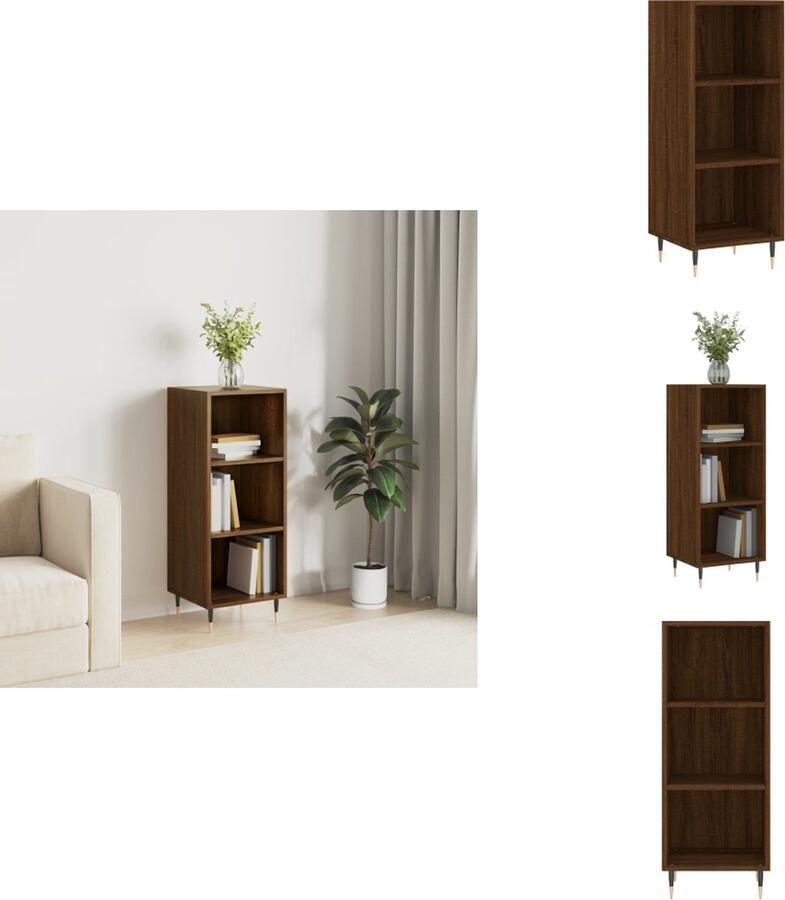 VidaXL Dressoir Dressoirs Kast Wandkast Dressoir 34-5x32-5x90 cm bewerkt hout bruineikenkleurig - Foto 5